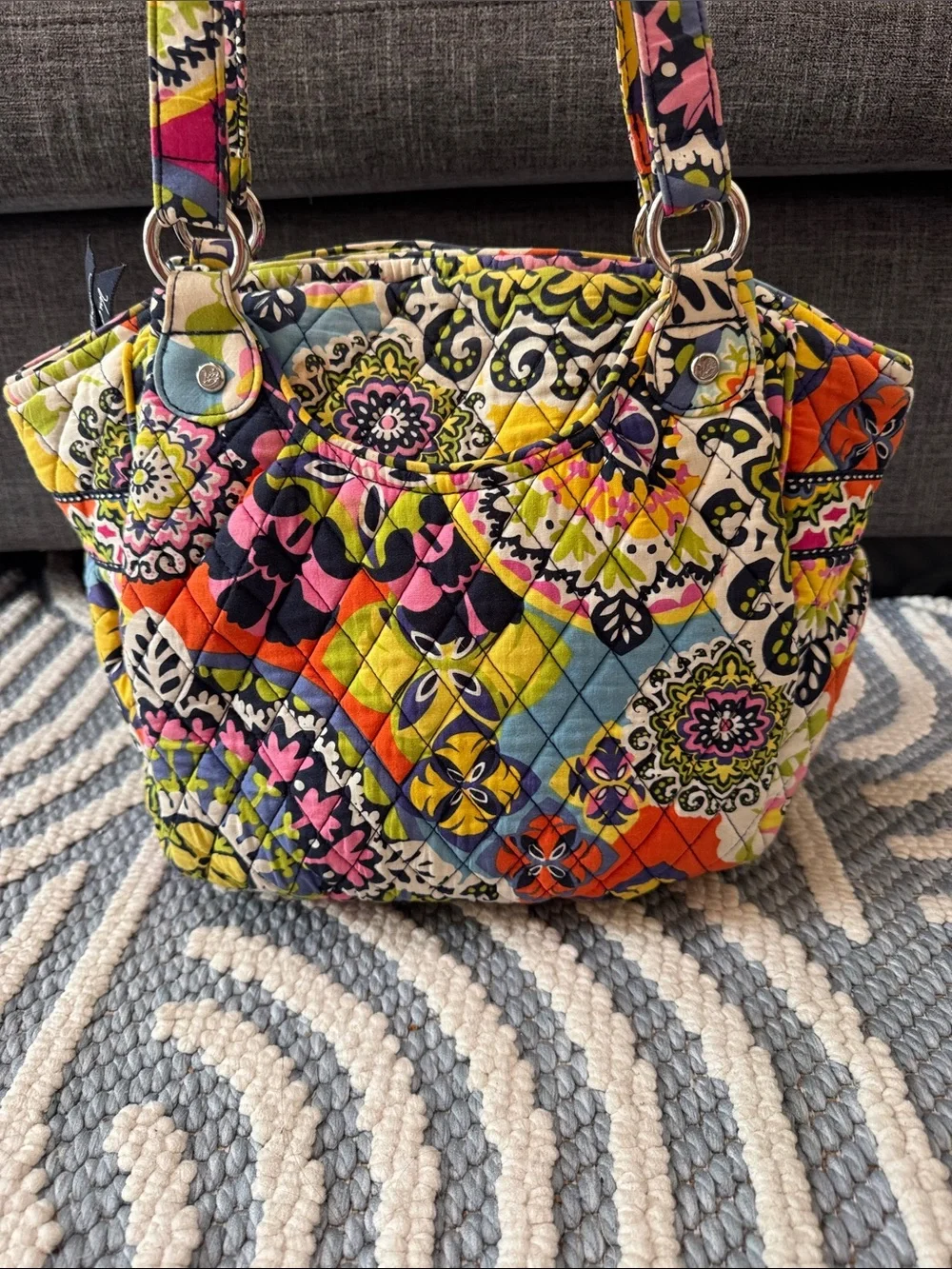 Vera Bradley Multicolor Quilted Floral Handbag Shoulder Bag